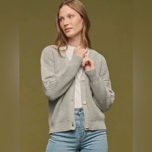 Tradlands Shelter Cotton Cardigan Relaxed Fit Heathery Gray Size Small